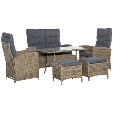 Product photograph of Outsunny 6 Pieces Pe Rattan Dining Set from QD stores