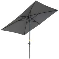 See more information about the Outsunny 2 X 3M Rectangular Market Umbrella Patio Outdoor Table Umbrellas With Crank & Push Button Tilt Dark Grey