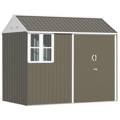 Barn 8 X 6 Double Door Reverse Apex Garden Shed With Window Air Vents Steel Grey By Steadfast