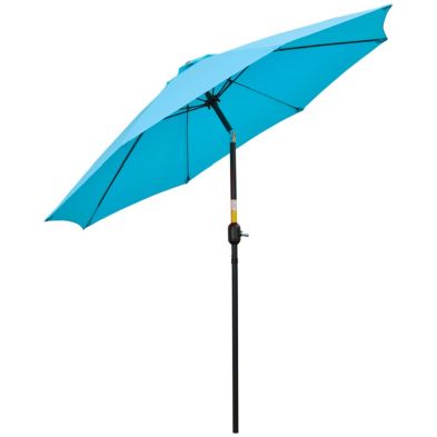 Outsunny 26m Patio Parasol Sun Umbrella Tilt Shade Shelter Canopy With Crank 8 Ribs Aluminium Frame Blue