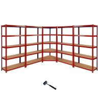 See more information about the Steel & MDF Shelving Units 180cm - Red Set Of Five Extra Strong Z-Rax 90cm Corner by Raven