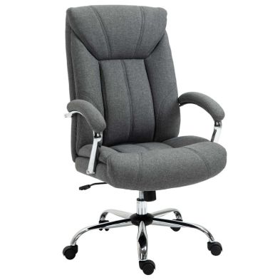 Vinsetto Home Office Chair Linen Fabric Computer Chair With Adjustable Height Armrests Swivel Wheels Grey