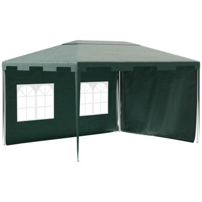 Product photograph of Outsunny 3 X 4 M Garden Gazebo Shelter Marquee Party Tent With 2 Sidewalls For Patio Yard Outdoor - Green from QD stores