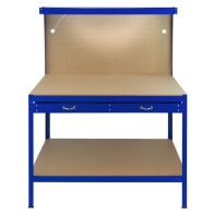 See more information about the Raven Q-Rax 3' 11" x 1' 11" Not Applicable Workbench with Pegboard, Drawer & Light - Classic