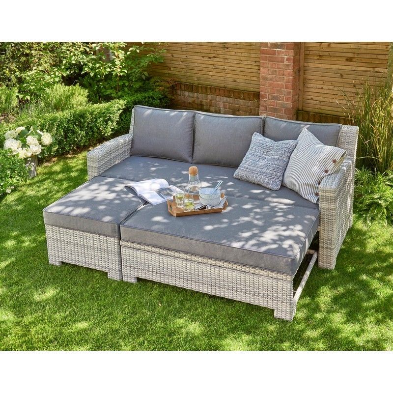 Oxborough Rattan Garden Sofa Set by E-Commerce - 3 Seats Grey