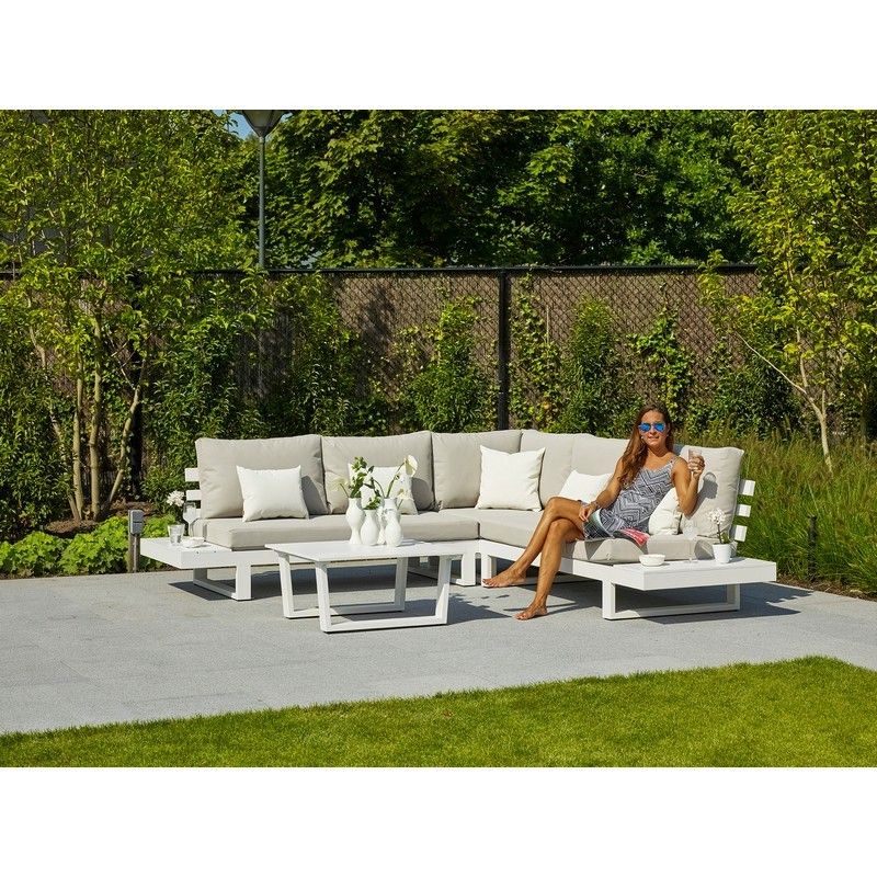 Ibiza Garden Corner Sofa by Life - 4 Seats Grey Cushions