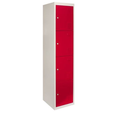 Product photograph of Steel Locker 4 Compartments 180cm - Grey Red Storage By Raven from QD stores