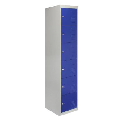 Product photograph of Steel Locker 6 Compartments 180cm - Grey Blue Flatpack By Raven from QD stores