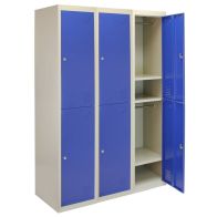 See more information about the Steel Lockers 6 Compartments 180cm - Grey & Blue Set Of Three Flatpack by Raven