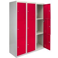 See more information about the Steel Lockers 9 Compartments 180cm - Grey & Red Set Of Three Flatpack by Raven