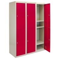 See more information about the Steel Lockers 6 Compartments 180cm - Grey & Red Set Of Three Flatpack by Raven