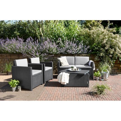 Armona Garden Sofa Set By Keter 4 Seats Grey Cushions