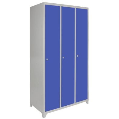Product photograph of Steel Locker 3 Compartments 180cm - Grey Blue Flatpack By Raven from QD stores