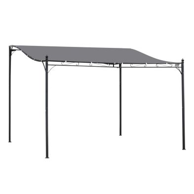 Outsunny 4 X 3 Meters Canopy Metal Wall Gazebo Awning Garden Marquee Shelter Door Porch Grey