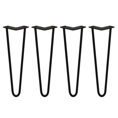 Product photograph of Skiski Furniture Legs Steel Black 2 Prong 16in 12mm - Pack Of 4 from QD stores