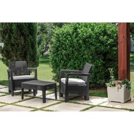 See more information about the Tarifa Garden Bistro Set by Keter - 2 Seats Grey Cushions