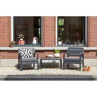 See more information about the Delano Garden Bistro Set by Keter - 2 Seats Grey Cushions