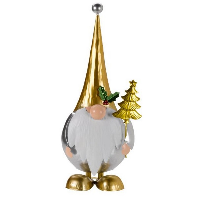 Gonk with Tree Christmas Decoration Gold & Silver - 40cm