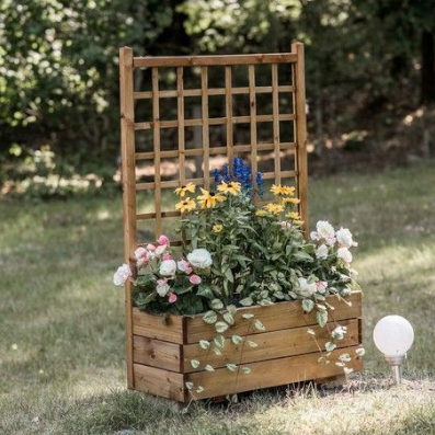 Product photograph of Flower Box Planter Trellis - Brown By Ekju from QD stores