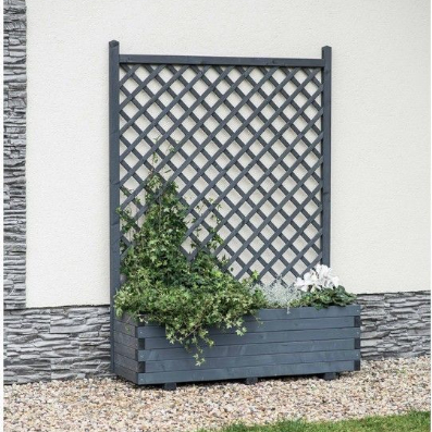 Product photograph of Flower Box Planter Trellis - Charcoal By Ekju from QD stores