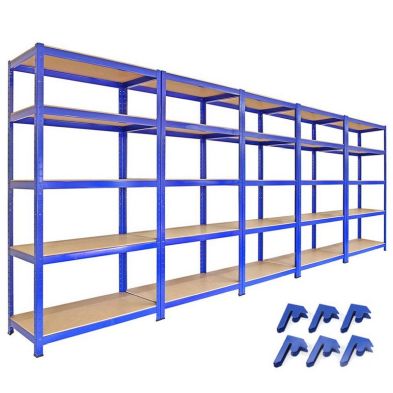 Product photograph of Steel Shelving Bay Connectorss 180cm - Blue Heavy Duty Set Of Five T-rax 90cm By Raven from QD stores