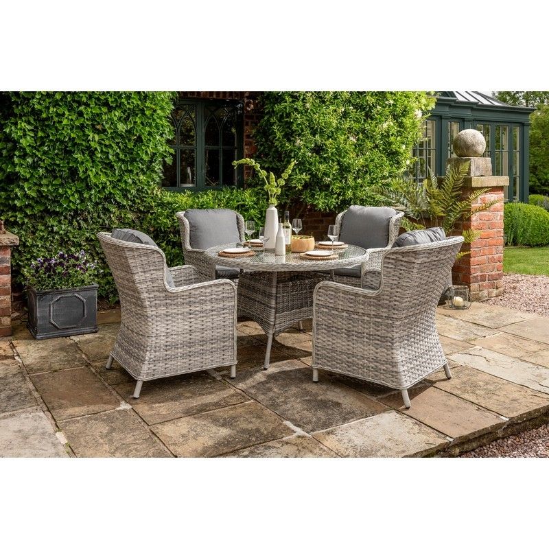 Wroxham Garden Patio Dining Set by Handpicked - 4 Seats Grey Cushions