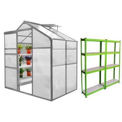 Product photograph of Raven Crescive 6 X 4 Apex Greenhouse Racking Set - Classic Polycarbonate from QD stores