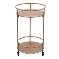 See more information about the Deco Circular Bar Cart Metal & Glass Rose Gold 1 Shelf