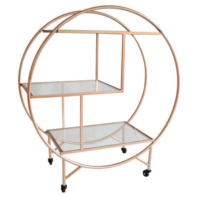 Product photograph of Deco Bar Cart Metal Glass Rose Gold 2 Shelves from QD stores