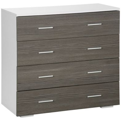 Homcom Chest Of Drawers 4 Drawer Dresser Storage Organizer Unit For Bedroom Living Room Grey