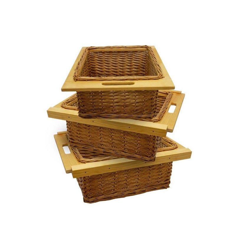 Wicker Kitchen Baskets 3 Drawers 30cm - Brown Set Of Three 50cm Wicker Kitchen by Raven