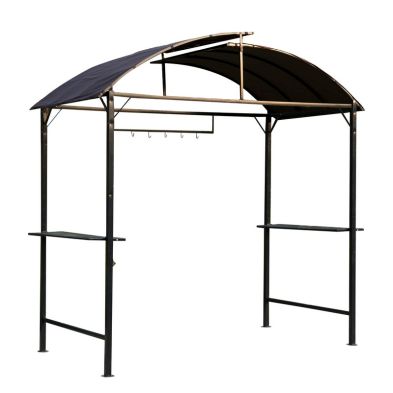 Product photograph of Outsunny Metal Smoking Gazebo Marquee Garden Patio Bbq Tent Grill Canopy Awning Shelter - Coffee from QD stores