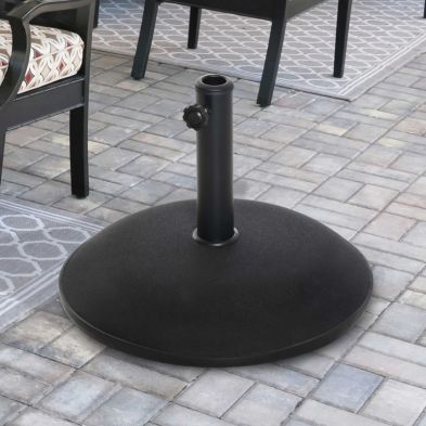 Product photograph of Outsunny 25kgs Round Umbrella Base Concrete Parasol Weight Stand Patio Outdoor Black Dia 49cm from QD stores