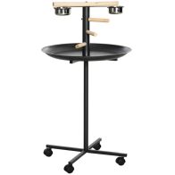 See more information about the 111cm Bird Barh & Feeder Wheeled Stainless Steel & Wood Black by Pawhut