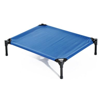Pawhut Raised Dog Bed Cat Elevated Lifted Portable Camping With Metal Frame Blue Medium