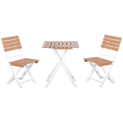 Product photograph of Outsunny 3 Piece Patio Bistro Set Folding Outdoor Chairs And Table Set Pine Wood Frame For Poolside Garden Natural from QD stores
