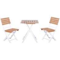 See more information about the Outsunny 3 Piece Patio Bistro Set Folding Outdoor Chairs And Table Set Pine Wood Frame For Poolside Garden Natural