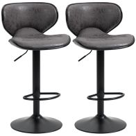 See more information about the Homcom Bar Stool Set Of 2 Pu Leather Adjustable Height Armless Chairs With Swivel Seat Dark Grey