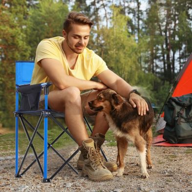 Product photograph of Outsunny Folding Fishing Camping Chair Portable Picnic Armchair Director Seat Oxford Metal Frame With Cup Holder from QD stores