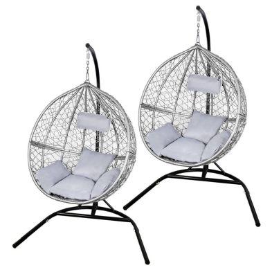 Product photograph of Enchanted Garden Egg Chair Pair By Raven - 2 Seats Grey Cushions from QD stores