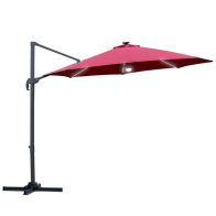 See more information about the Outsunny 3(M) Led Cantilever Parasol Outdoor Sun Umbrella With Base Solar Lights Red