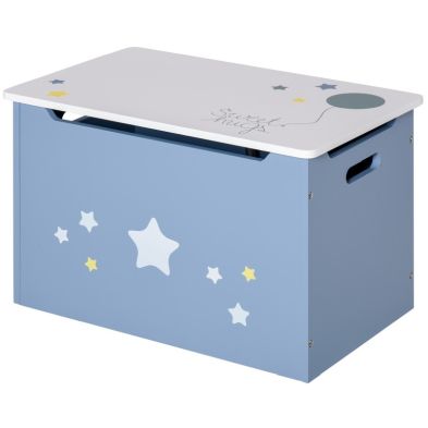 See more information about the Homcom Kids Wooden Toy Box Children Storage Chest Organiser Side Handle Safety Hinge Play Room Furniture Blue