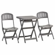 See more information about the Outsunny 3 Piece Garden Bistro Set With Foldable Design Garden Camping Coffee Table And Chairs Furniture Set - Grey