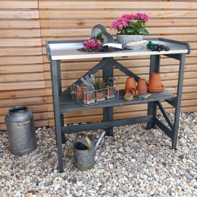 Product photograph of Zinc Plated Top Garden Potting Table By Promex from QD stores