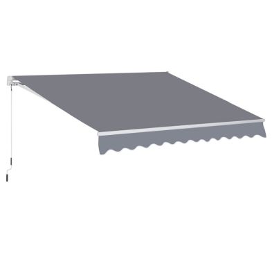 Outsunny 3 X 25m Manual Awning Canopy Sun Shade Shelter Retractable For Garden Grey