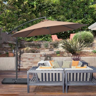 Product photograph of Outsunny 3 M Garden Banana Parasol Cantilever Umbrella With Crank Handle from QD stores
