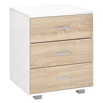 Homcom Bedside Table With 3 Drawers Nightstand Side Table Storage Chest For Bedroom