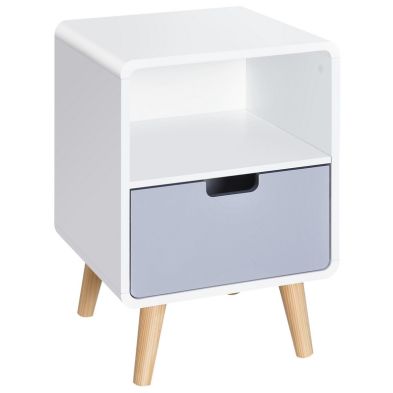 Product photograph of Homcom Scandinavian Style Bedside Table 40lx38wx58h Cm-white Grey Natural Wood Colour from QD stores