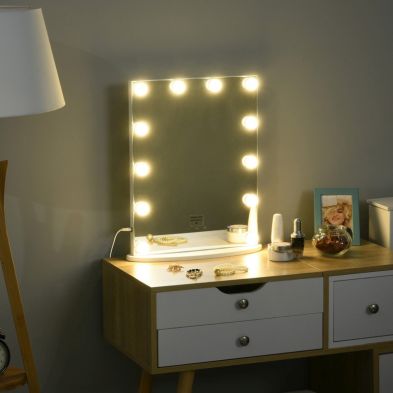 Product photograph of Homcom Hollywood Mirror With Lights For Makeup Dressing Table from QD stores