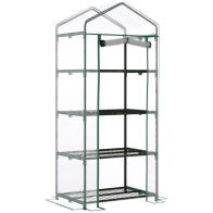 See more information about the Outsunny 4 Tiers Mini Portable Greenhouse Plant Grow Shed Metal Frame Transparent Clear Cover 160H X 70L X 50W cm